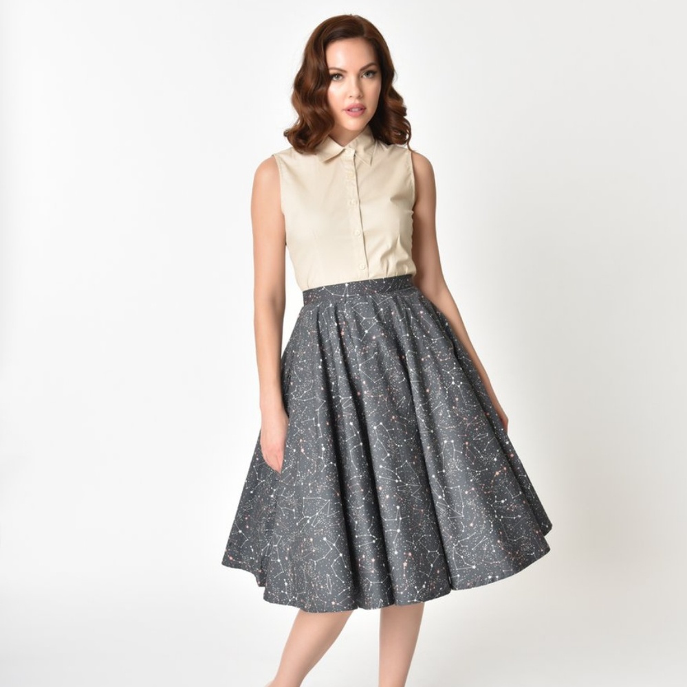 Unique Vintage Grey Star Constellation Skirt